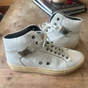 Versace Collection men’s white high top Leather Sneakers